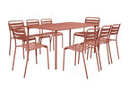 Lumenao metal garden table with 8 chairs - rust-resistant treatment - Lumenao design with rounded edges NVOC43321