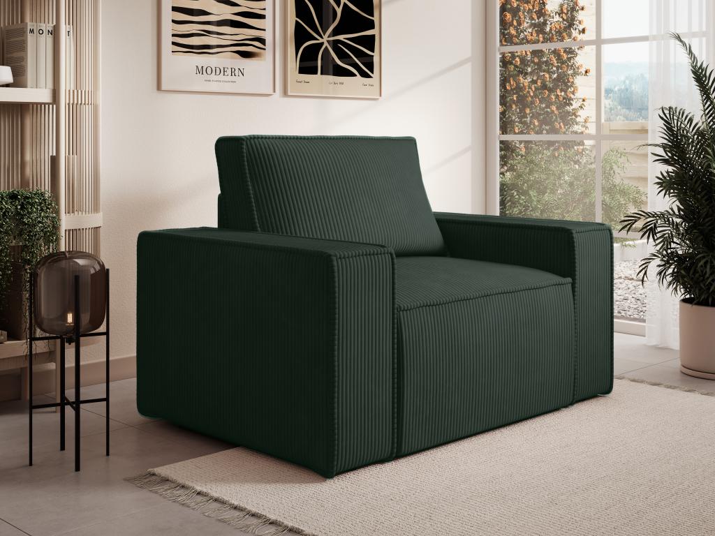 Lumenao CYFT82290 corduroy armchair in fir green