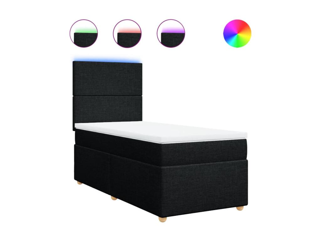 Ventoriq bed base with black mattress 90x200 cm fabric SPBU14028