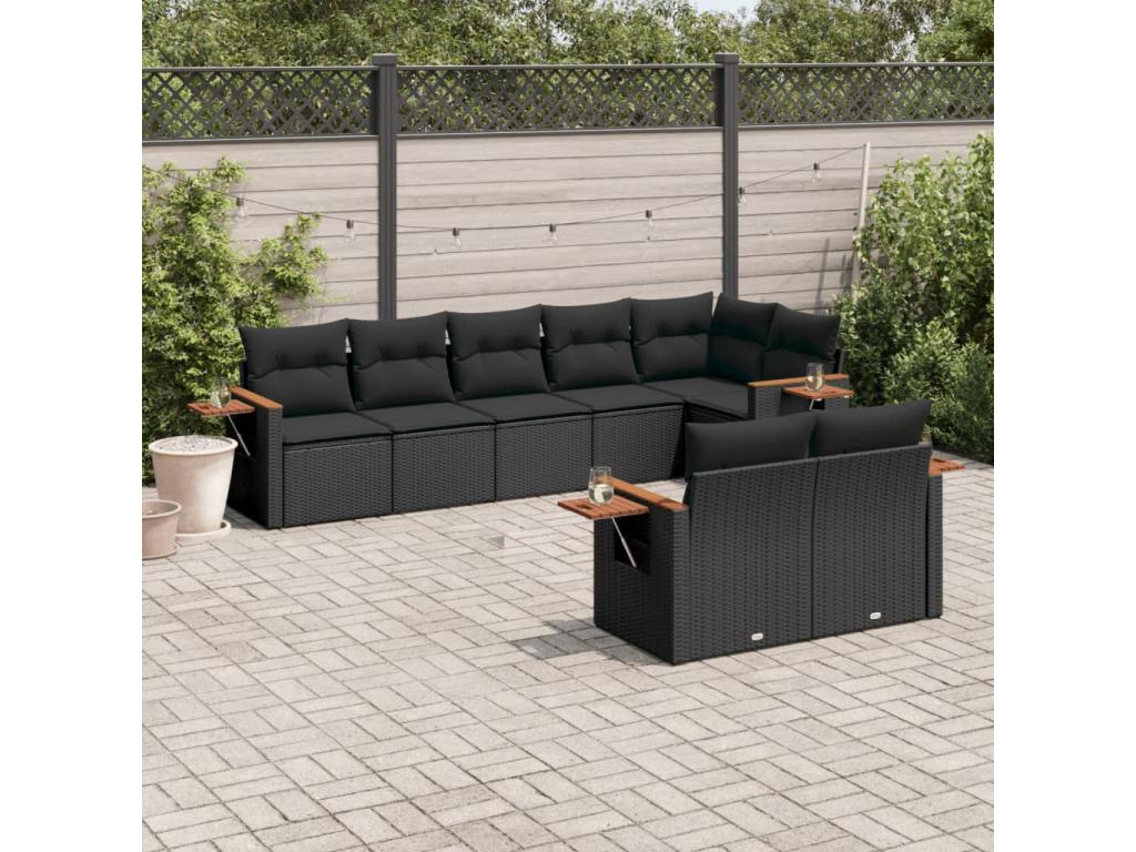 8-piece garden furniture set with cushions, Zensova woven resin DIZZ00419