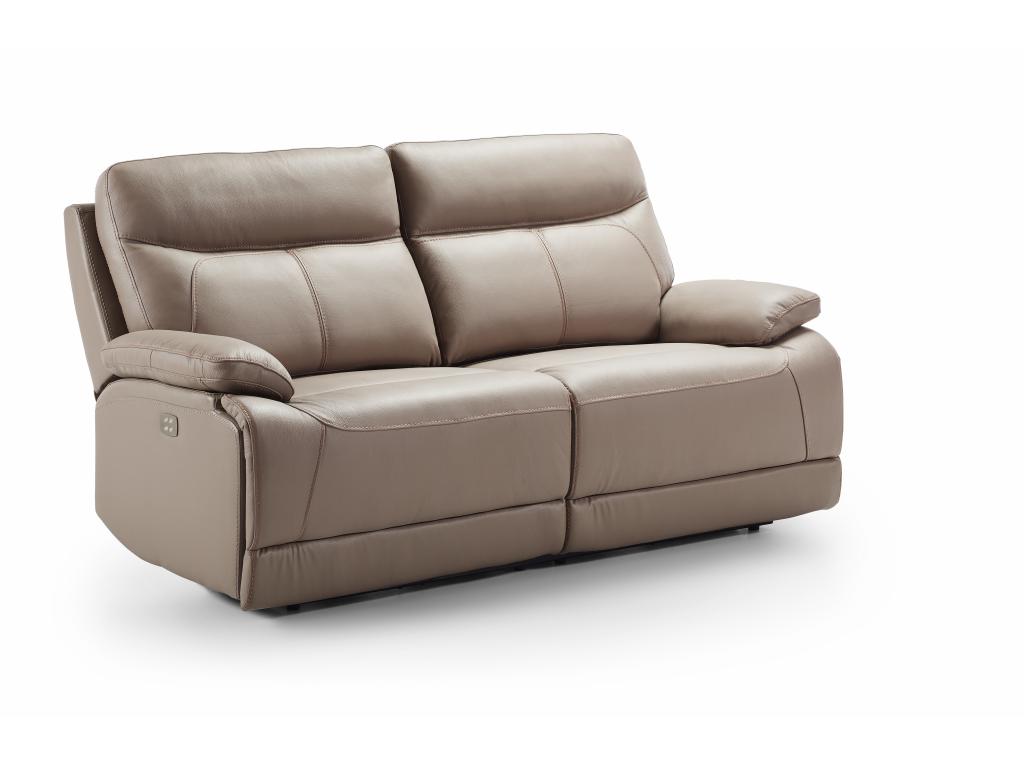 Zensova 3-seater sofa with 2 electric seats in leather/PVC, grey color JBRP80783