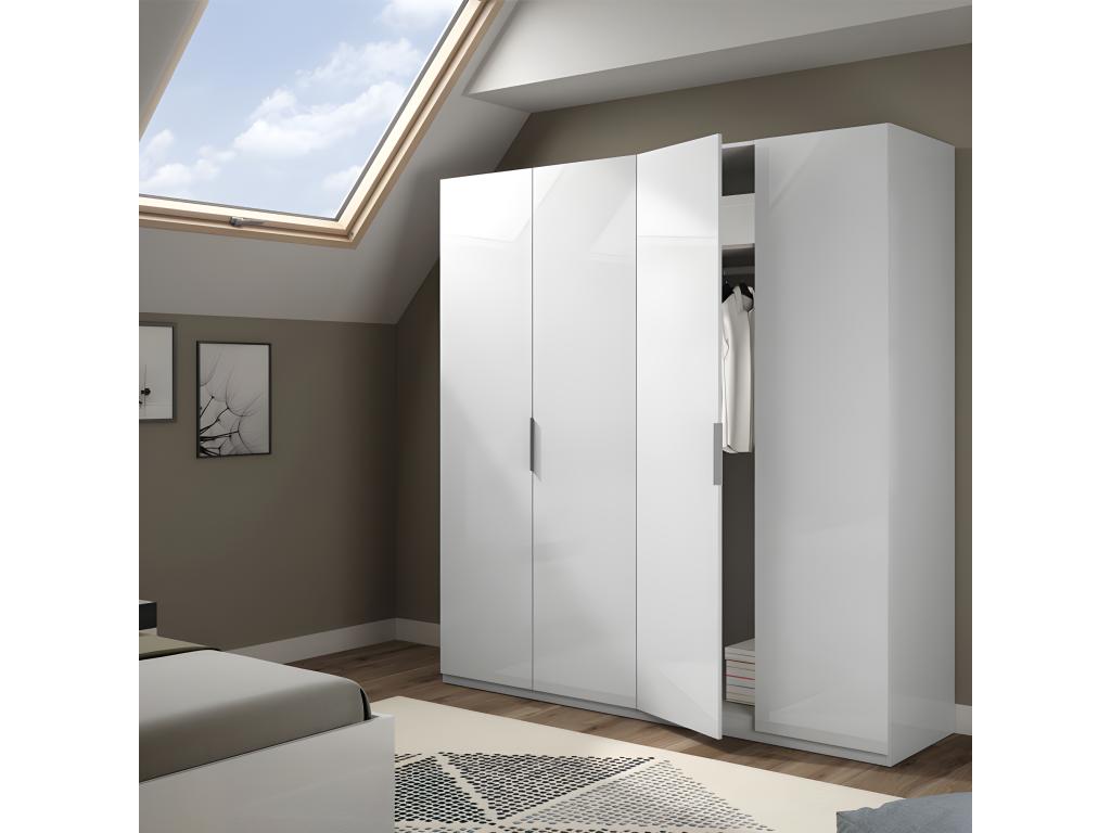 White 4-door wardrobe - Zensova - L 180 x W 52 x H 200 cm LIWR25574