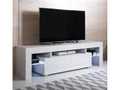 TV stand for living room/dining room in white with LED lighting, 160x35x45cm, Unai VFMN82541