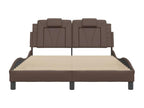 Bed frame with headboard, brown, 120x200 cm, faux leather, PKLT53308