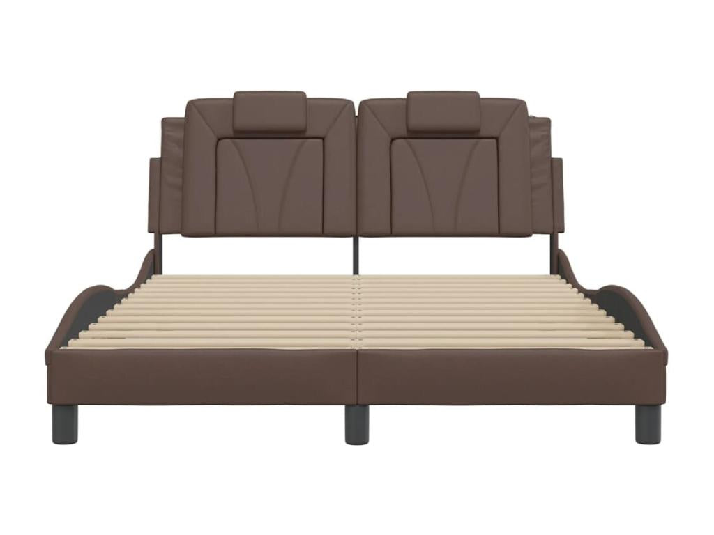 Bed frame with headboard, brown, 120x200 cm, faux leather, PKLT53308