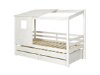Zensova DENC16455 trundle bed cabin set with 2 mattresses 90x200 cm solid white wood
