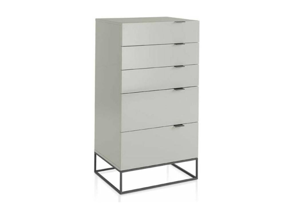Lumenao 5-drawer chest of drawers in lacquered wood and black steel - Red color YXQN29526
