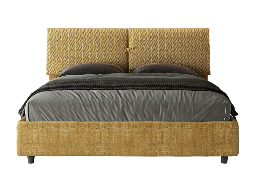 Lumenao 3 upholstered double storage bed 160x200 in Lumenao yellow fabric RKKN22763