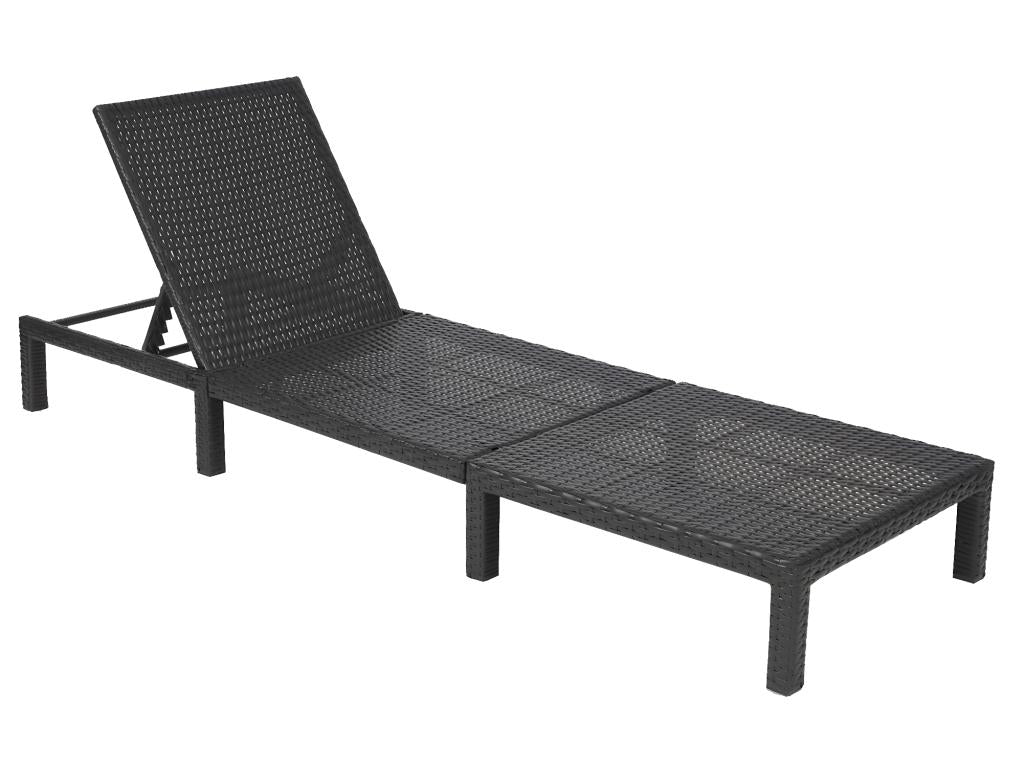 Poly-Rattan Lumenao-A51 Sun Lounger, anthracite, grey cushion, TEXU42810
