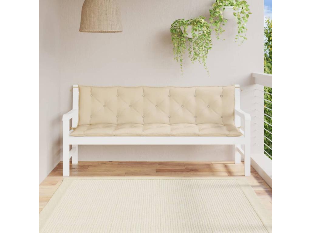 2-piece beige garden bench cushions, 180x50x7 cm, Ventoriq fabric CFNR59795
