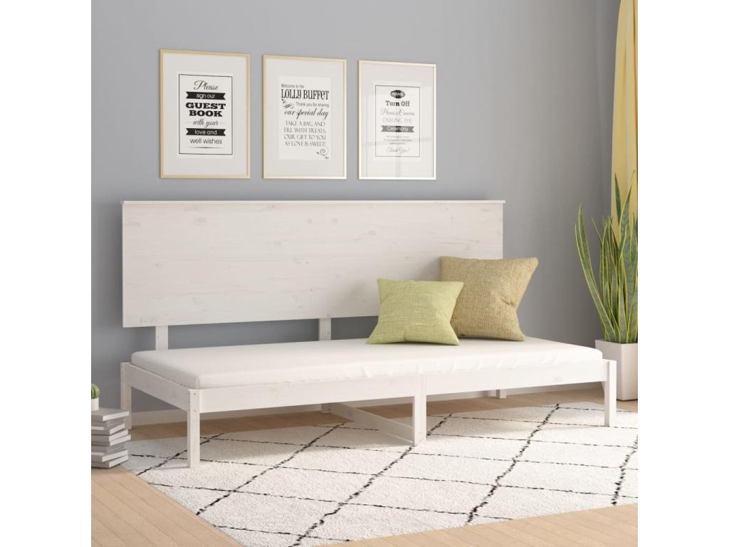 White Daybed 80x200 cm Solid Pine Wood ZPDV32101