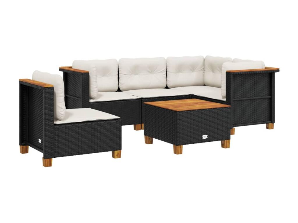 6-piece garden furniture set with cushions, Zensova woven resin PSJE21170