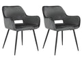 Set of 2 chairs in anthracite grey velvet with tufted backrest - Lumenao IAVE55365