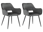 Set of 2 chairs in anthracite grey velvet with tufted backrest - Lumenao IAVE55365