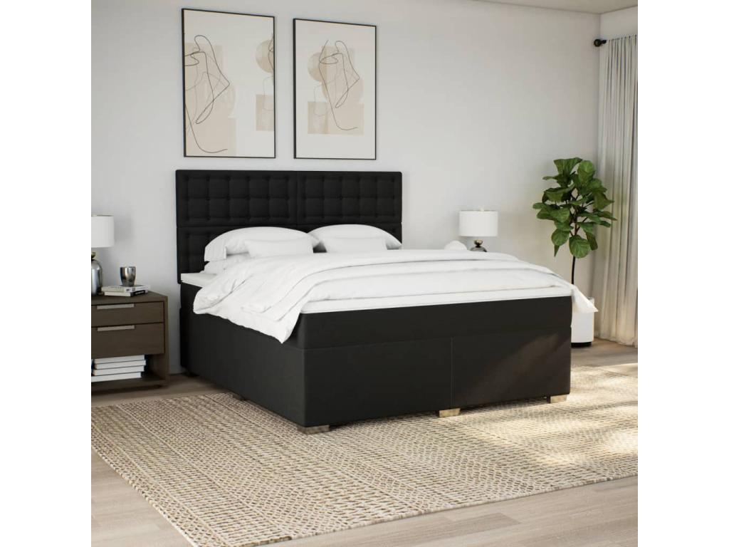 Lumenao bed base with black mattress 180x200 cm fabric BZHA82294