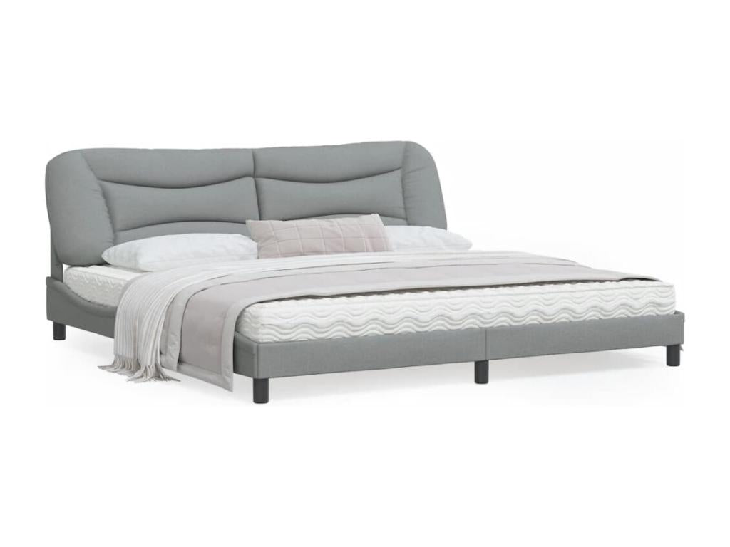 Bed frame with headboard, light grey, 200x200 cm, Zensova YFFK91177
