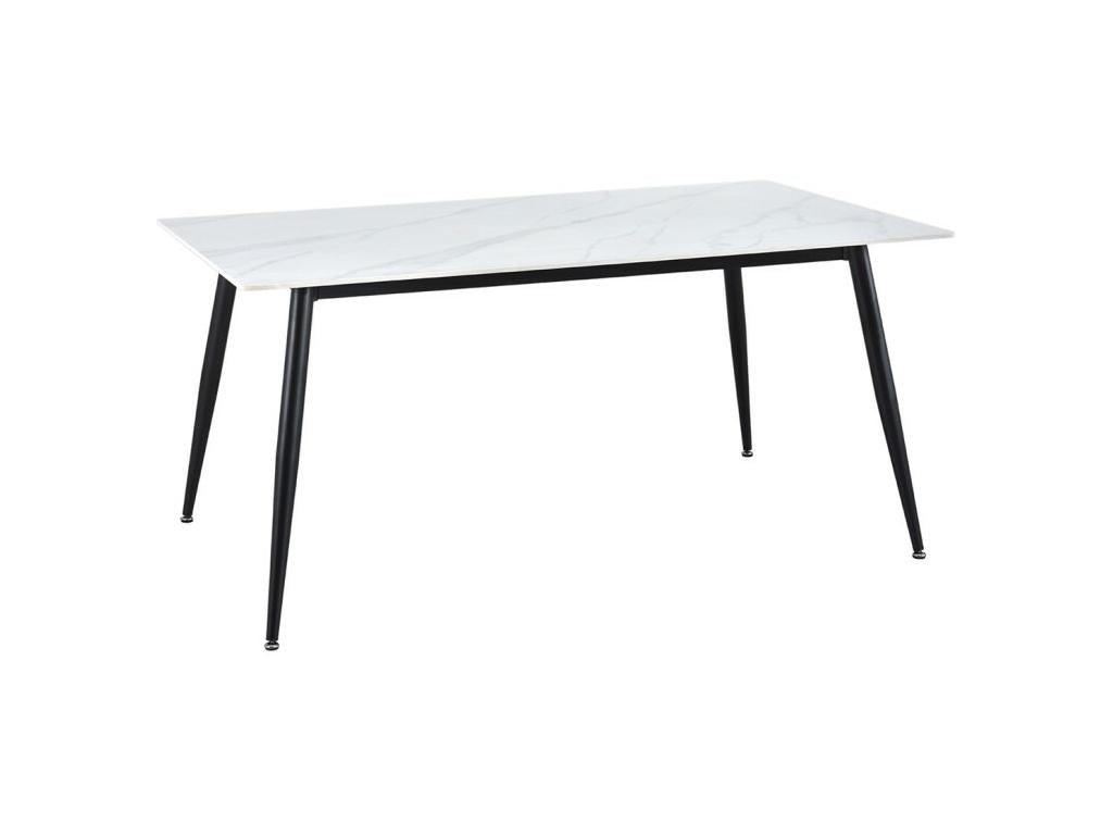 160cm table in white marbled ceramic with flared black metal legs - Lumenao 2 GXDV18198