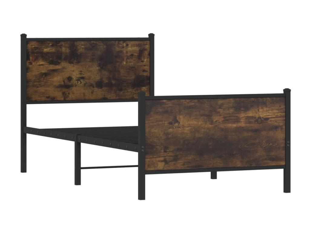 Metal bed frame without mattress, smoked oak, 90x200 cm, RLNV57427