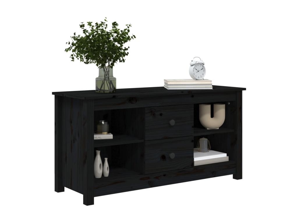Black TV stand 103x36.5x52 cm Solid pine wood APDO69066