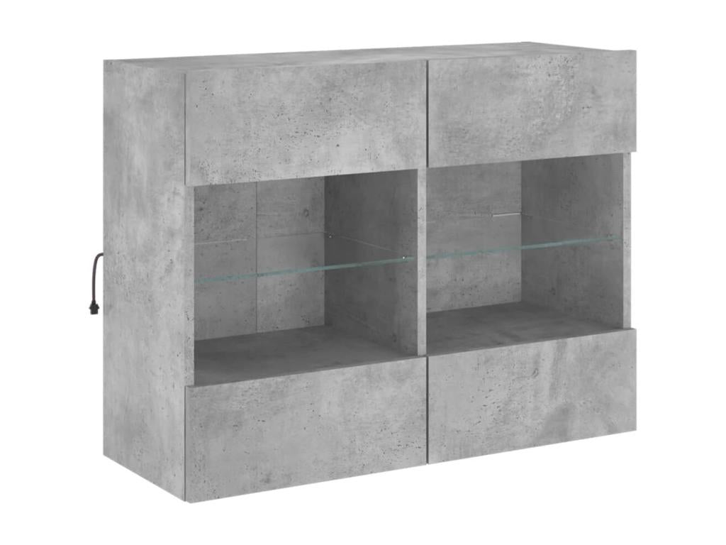 Wall-mounted TV unit with Zensova LED lighting, concrete grey, 78.5x30x60.5 cm, SCTN66507