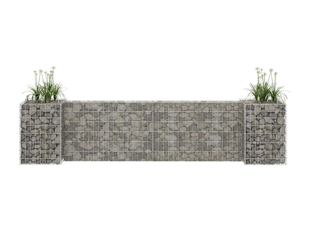 Gabion planter in H-shape, steel wire, 260x40x60 cm VHKL07033