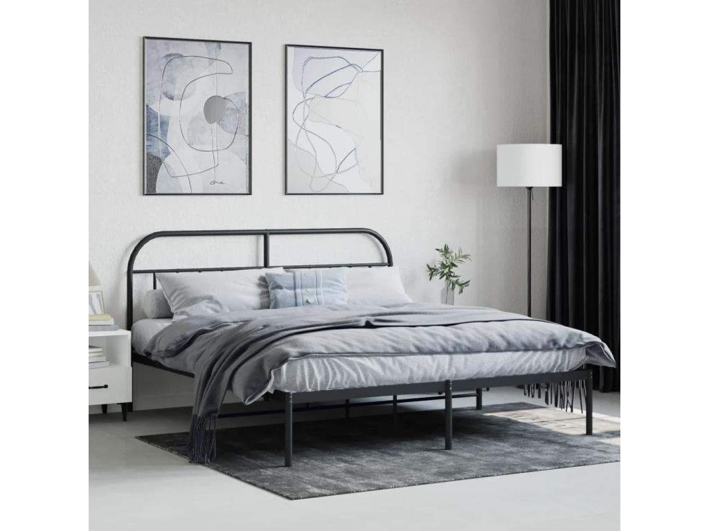 Metal bed frame with black headboard 160x200 cm KJNV78747