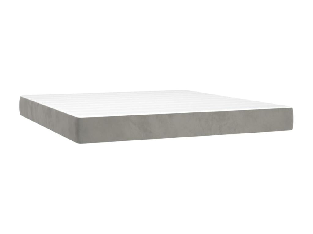 Upholstered bed base and mattress, light grey, 160x200cm, velvet, YKZC15819