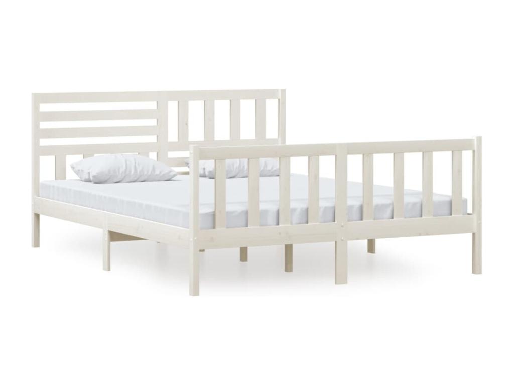 Bed frame without mattress, white solid wood, 160x200 cm IMSS13444