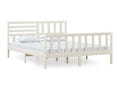 Bed frame without mattress, white solid wood, 160x200 cm IMSS13444