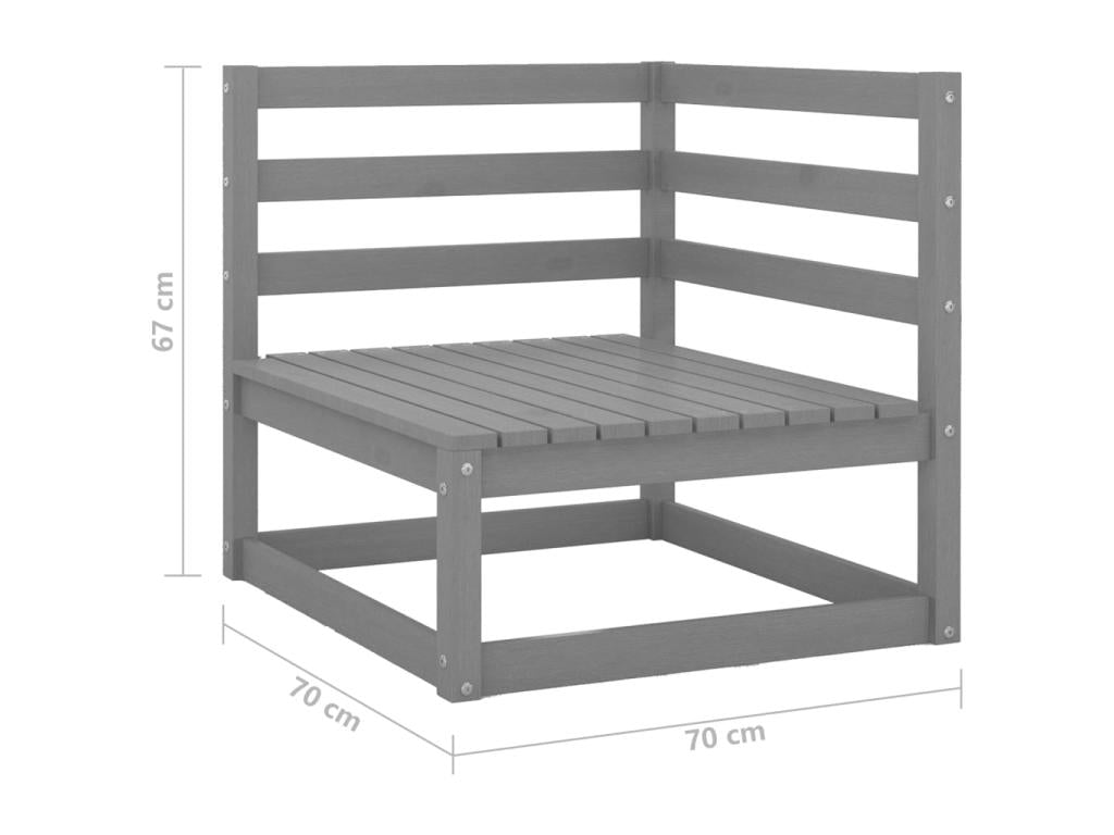 5-piece garden furniture set, grey, solid pine wood, 8 XWGE30999