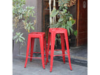 Glossy red industrial-style bar stool - Height 66 cm QVRA68963