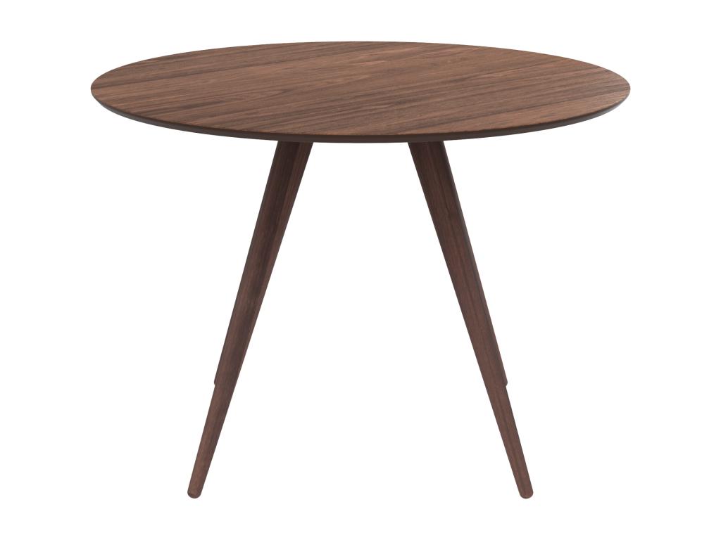 Round table for 4 people in dark wood with a walnut finish, D105 cm - Lumenao HREN11338