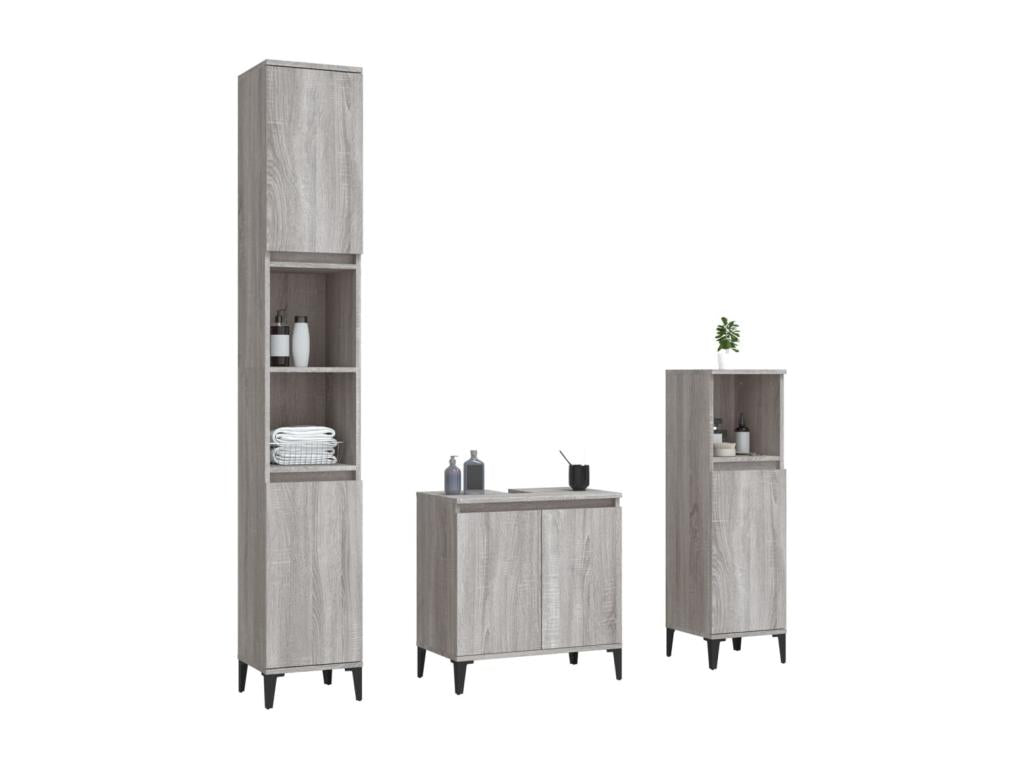 Zensova 3-piece bathroom furniture set, grey BQDZ39616