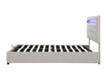 140x200cm Storage Bed - with USB Charger and Bluetooth Player - Beige - Zensova FGSU74520