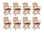 Lumenao XRRD62787 Outdoor Folding Chairs and Cushions, Set of 8