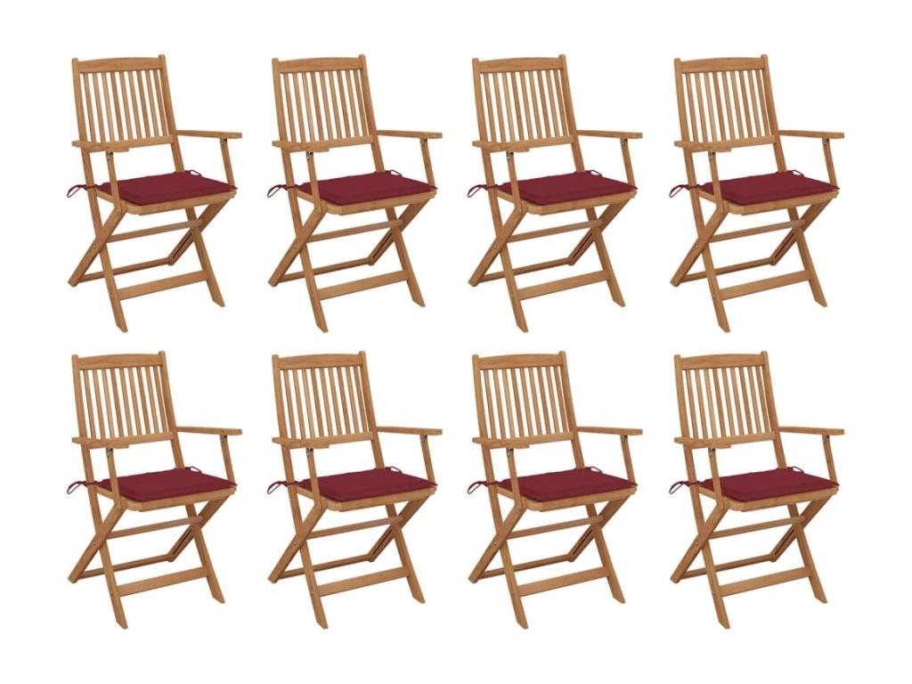 Lumenao XRRD62787 Outdoor Folding Chairs and Cushions, Set of 8