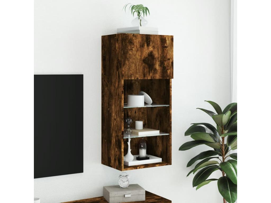 TV stand with Zensova LED, smoked oak, 40.5x30x90 cm, HOCF31706