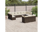 13-piece garden furniture set with cushions, brown woven resin TSPB20665