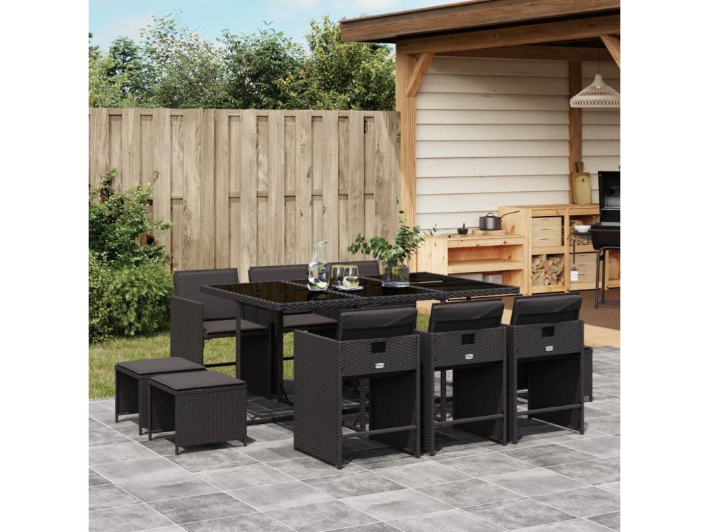 Zensova 11-piece garden dining set with cushions, woven resin ESIS56880