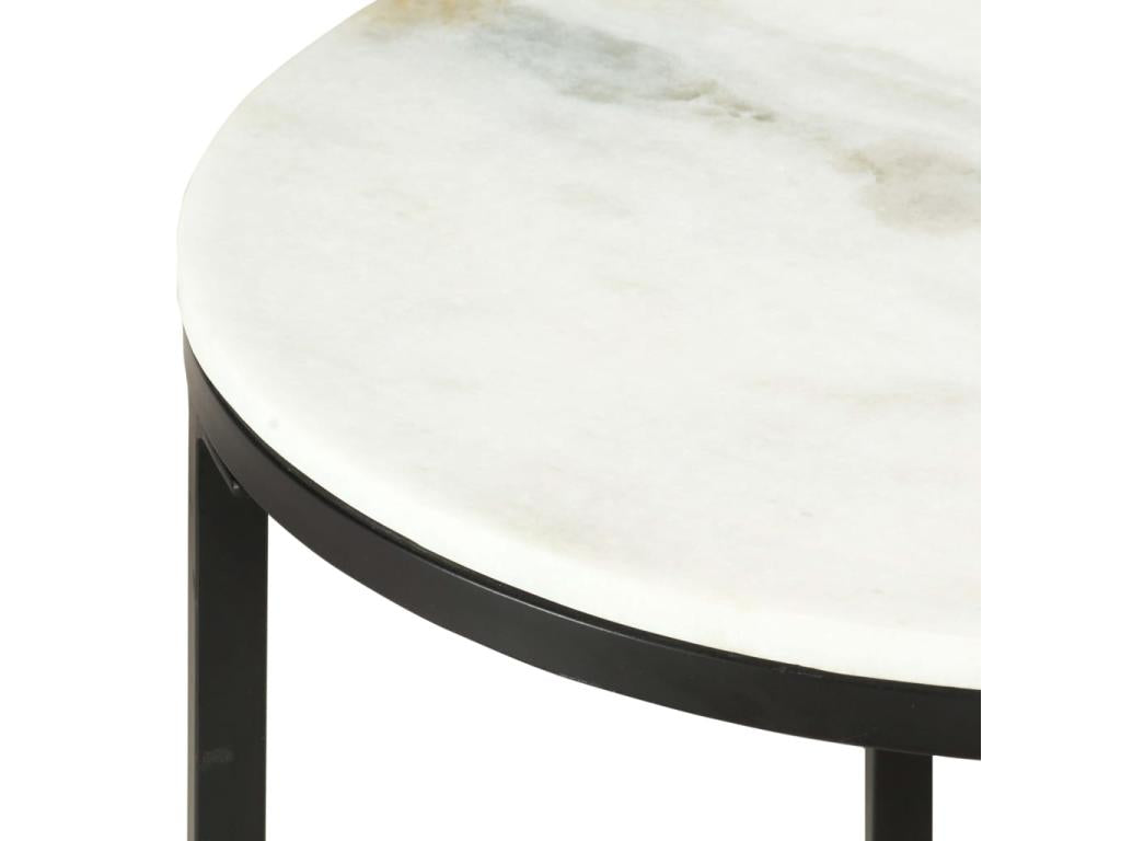 Coffee table, white and black, 50 cm, solid genuine marble, IJOK95294