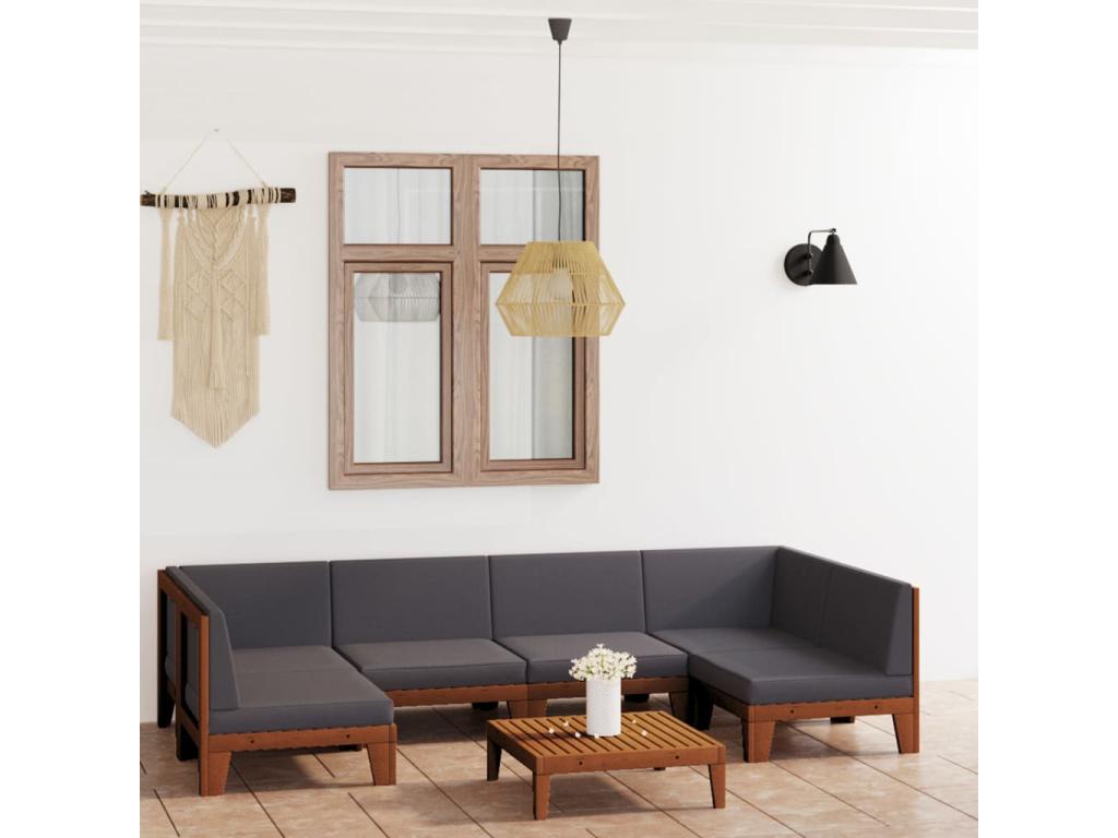 7-piece garden furniture set with cushions, solid Ventoriq wood DDGW64649