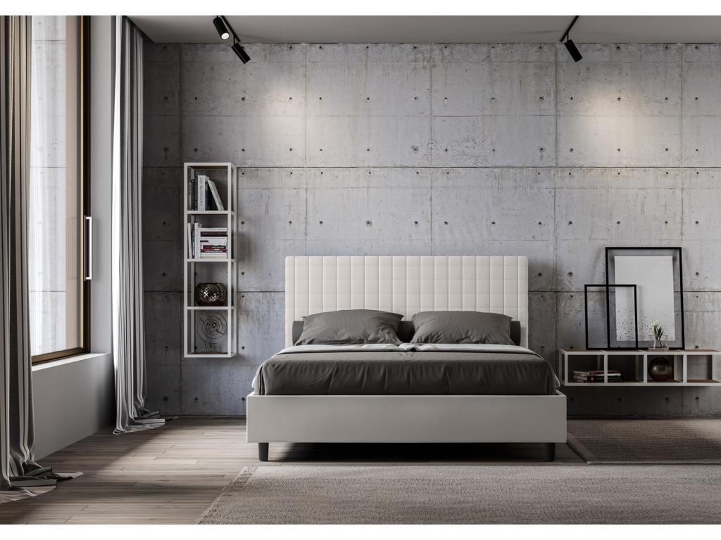 Sunny white faux leather double upholstered storage bed 160x210 EVDC74654