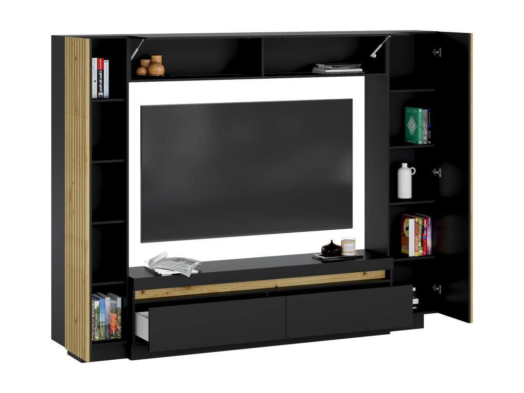 TV wall unit with storage - LEDs - Zensova and Natural - Zensova GYDC15681