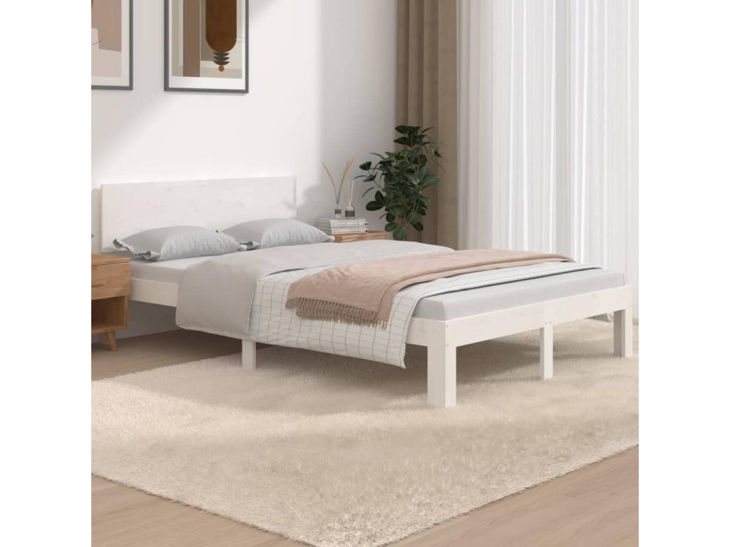 White Solid Wood Bed Frame 120x190 cm Small Double NSVA43212