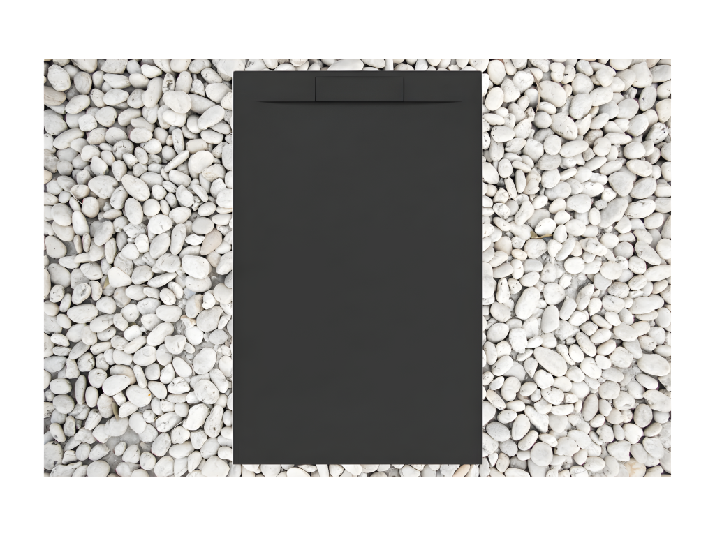 Lumenao 190x95 cm black shower tray in resin and marble powder with side grate in marble resin ICBA51240