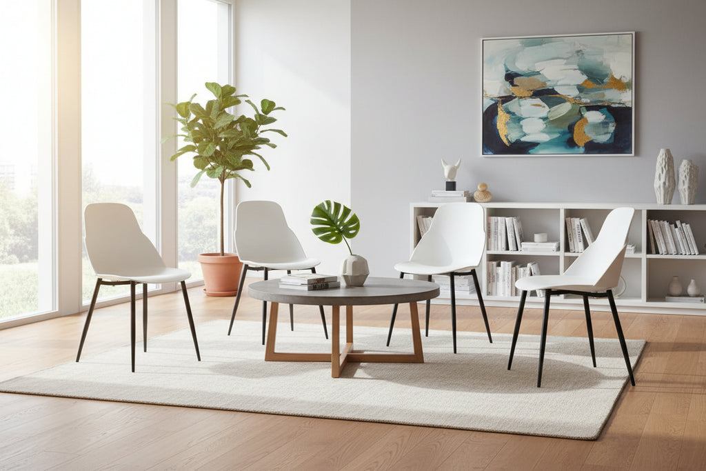 Set of 4 white PP chairs with metal legs MOJE57736