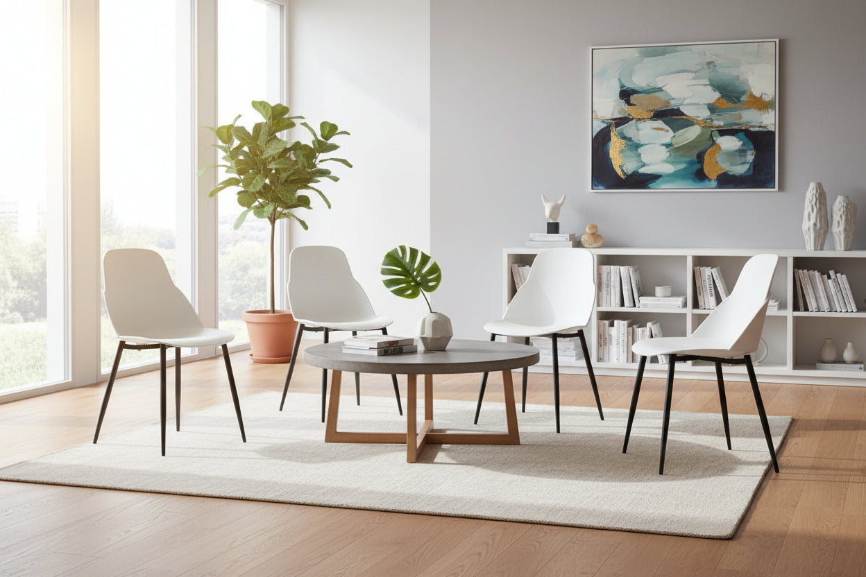 Set of 4 white PP chairs with metal legs MOJE57736