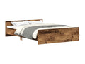 Bed frame without mattress, aged wood, 150x200 cm, engineered wood, SJKP53431
