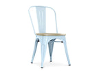 Lumenao industrial chair in polished steel with a natural solid wood seat - Light Grey color KHXC66821
