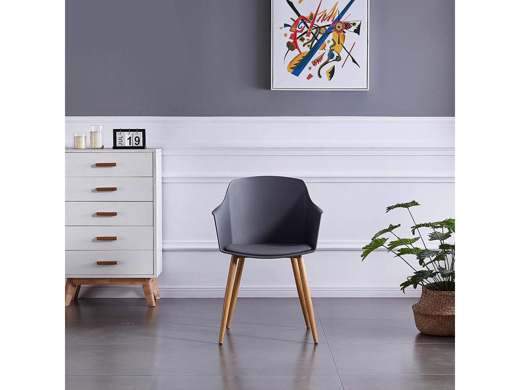 Lumenao - Scandinavian Design Chair - With Armrests - Grey KSFD05187
